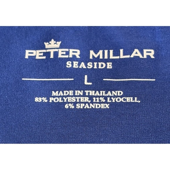 Peter Millar Seaside Golf Polo Men's Large Blue Embroidered Stretch Performance - Picture 3 of 9